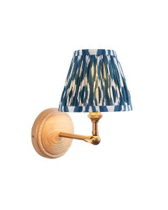 Wood Wing And Ikat 16cm Marlin Blue Shade Wall Light In Brushed Aged Brass