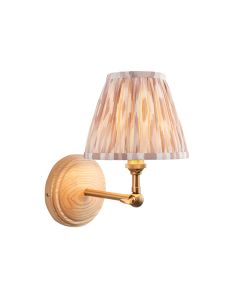 Wood Wing And Ikat 16cm Neutral Shade Wall Light In Brushed Aged Brass