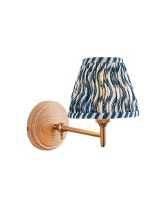 Wood Fold And Ripple 16cm Marlin Blue Shade Wall Light In Brushed Aged Brass