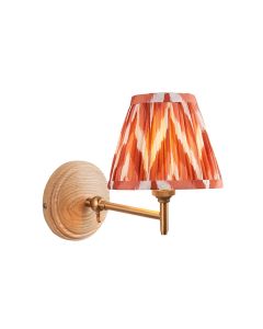 Wood Fold And Zigzag 16cm Apricot Orange Shade Wall Light In Brushed Aged Brass