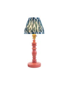Bibury And Ikat 16cm Marlin Blue Fabric Shade Table Lamp In Satin Pink Clay