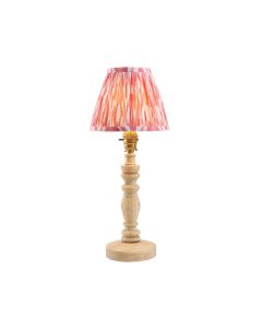 Bibury And Ikat 16cm Coral Pink Fabric Shade Table Lamp In Natural Ash