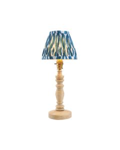 Bibury And Ikat 16cm Marlin Blue Fabric Shade Table Lamp In Natural Ash