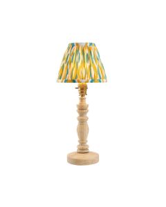 Bibury And Ikat 16cm Yellow And Jade Fabric Shade Table Lamp In Natural Ash