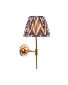 Dome T Bar And Zigzag 20cm Pearl Grey Shade Wall Light In Brushed Aged Brass