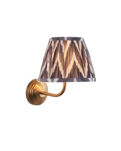 Obelisk Arc And Zigzag 20cm Pearl Grey Shade Wall Light In Brushed Aged Brass