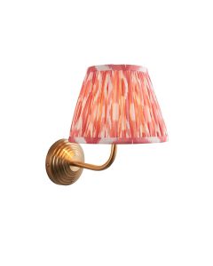 Obelisk Arc And Ikat 20cm Coral Pink Shade Wall Light In Brushed Aged Brass