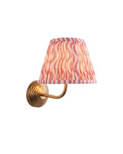 Obelisk Arc And Ripple 20cm Coral Pink Shade Wall Light In Brushed Aged Brass