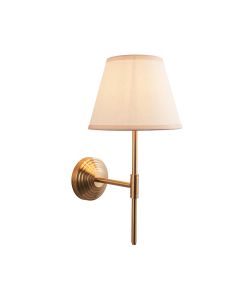 Obelisk T Bar And Ivy 20cm Vintage White Shade Wall Light In Brushed Aged Brass