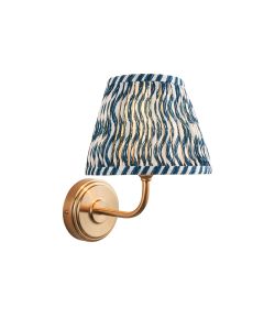 Step Arc And Ripple 20cm Marlin Blue Shade Wall Light In Brushed Aged Brass