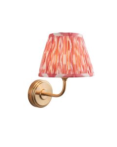 Step Arc And Ikat 20cm Coral Pink Shade Wall Light In Brushed Aged Brass