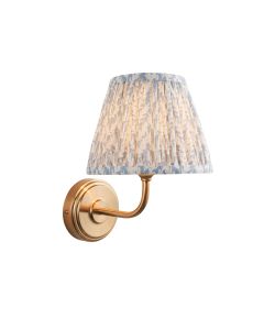 Step Arc And Leaf 20cm Shell Bay Blue Shade Wall Light In Brushed Aged Brass