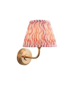 Step Arc And Ripple 20cm Coral Pink Shade Wall Light In Brushed Aged Brass