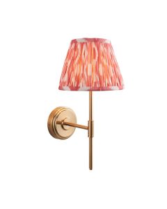 Step T Bar And Ikat 20cm Coral Pink Shade Wall Light In Brushed Aged Brass
