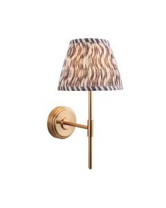 Step T Bar And Ripple 20cm Pearl Grey Shade Wall Light In Brushed Aged Brass