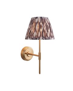 Step T Bar And Ikat 20cm Pearl Grey Shade Wall Light In Brushed Aged Brass