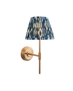 Step T Bar And Ikat 20cm Marlin Blue Shade Wall Light In Brushed Aged Brass