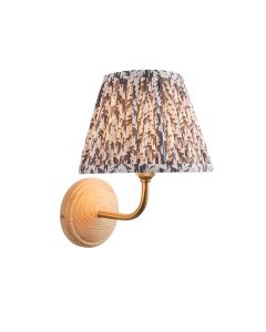 Wood Arc And Leaf 20cm Pearl Grey Shade Wall Light In Brushed Aged Brass