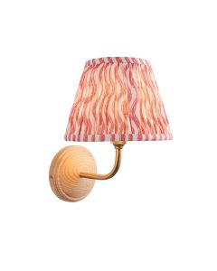 Wood Arc And Ripple 20cm Coral Pink Shade Wall Light In Brushed Aged Brass