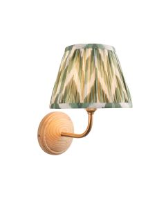 Wood Arc And Zigzag 20cm Cotswold Green Shade Wall Light In Brushed Aged Brass