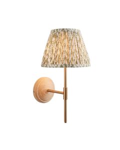 Wood T Bar And Leaf 20cm Herb Garden Green Shade Wall Light In Brushed Aged Brass