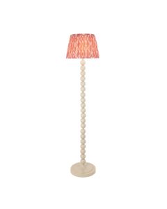 Higgledy And Ikat 35cm Coral Pink Shade Floor Lamp With High Gloss Almond White Base