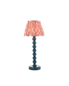 Higgledy And Ikat 20cm Coral Pink Shade Table Lamp With High Gloss Marlin Blue Base