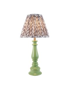Myrtle And Leaf 25cm Pearl Grey Shade Table Lamp With Gloss Cotswold Green Base
