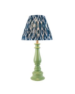 Myrtle And Ikat 25cm Marlin Blue Shade Table Lamp With Gloss Cotswold Green Base