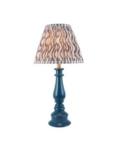 Myrtle And Ripple 25cm Pearl Grey Shade Table Lamp With Gloss Marlin Blue Base