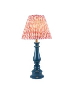 Myrtle And Ripple 25cm Coral Pink Shade Table Lamp With Gloss Marlin Blue Base