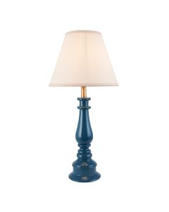 Myrtle And Ivy 25cm Vintage White Shade Table Lamp With Gloss Marlin Blue Base