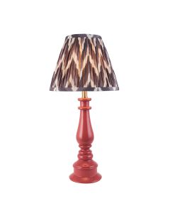 Myrtle And Zigzag 25cm Pearl Grey Shade Table Lamp With Gloss Pink Clay Base