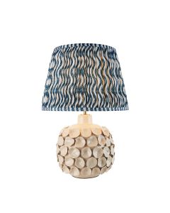 Bibury And Ripple 16cm Marlin Blue Fabric Shade Table Lamp In Natural Ash