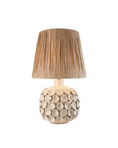 Borello And Raffia 32cm Natural Raffia Shade Table Lamp With Ivory Crackle Ceramic Base