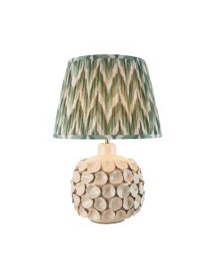 Borello And Zigzag 35cm Cotswold Green Shade Table Lamp With Ivory Crackle Ceramic Base