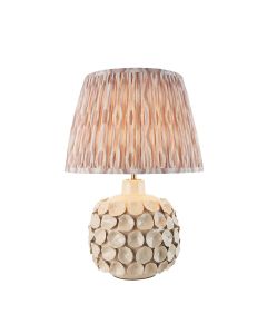 Borello And Ikat 35cm Neutral Shade Table Lamp With Ivory Crackle Ceramic Base
