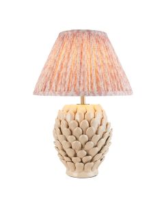 Layered Leaf And Leaf 30cm Peachy Keen Shade Table Lamp With Round Ivory Ceramic Base