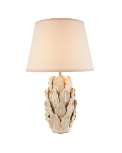 Layered Leaf And Ivy 35cm Vintage White Shade Table Lamp With Ivory Ceramic Base