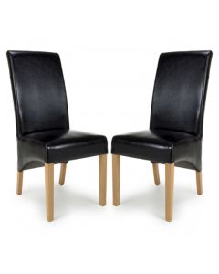 Kenton Black Bonded Leather Dining Chairs In Pair