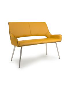 Mako Leather Effect Dining Bench In Yellow