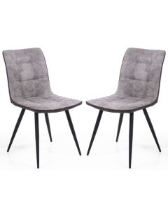 Rodeo Light Grey Suede Effect Dining Chairs In Pair
