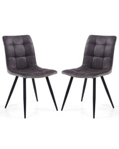 Rodeo Dark Grey Suede Effect Dining Chairs In Pair