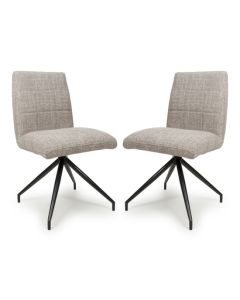 Laurel Oatmeal Tweed Fabric Dining Chairs In Pair