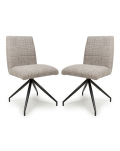 Laurel Oatmeal Tweed Fabric Dining Chairs In Pair