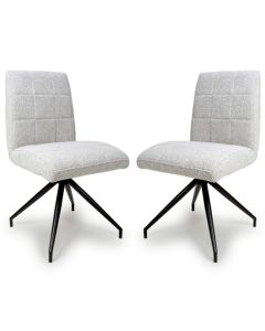 Laurel Smoke Grey Boucle Fabric Dining Chairs In Pair