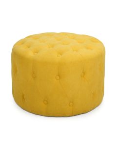 Verona Round Linen Effect Pouffe in Sunny Yellow