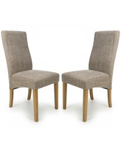 Bailey Oatmeal Tweed Fabric Dining Chairs In Pair