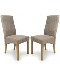 Bailey Oatmeal Tweed Fabric Dining Chairs In Pair