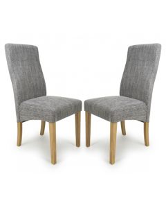 Bailey Grey Tweed Fabric Dining Chairs In Pair
